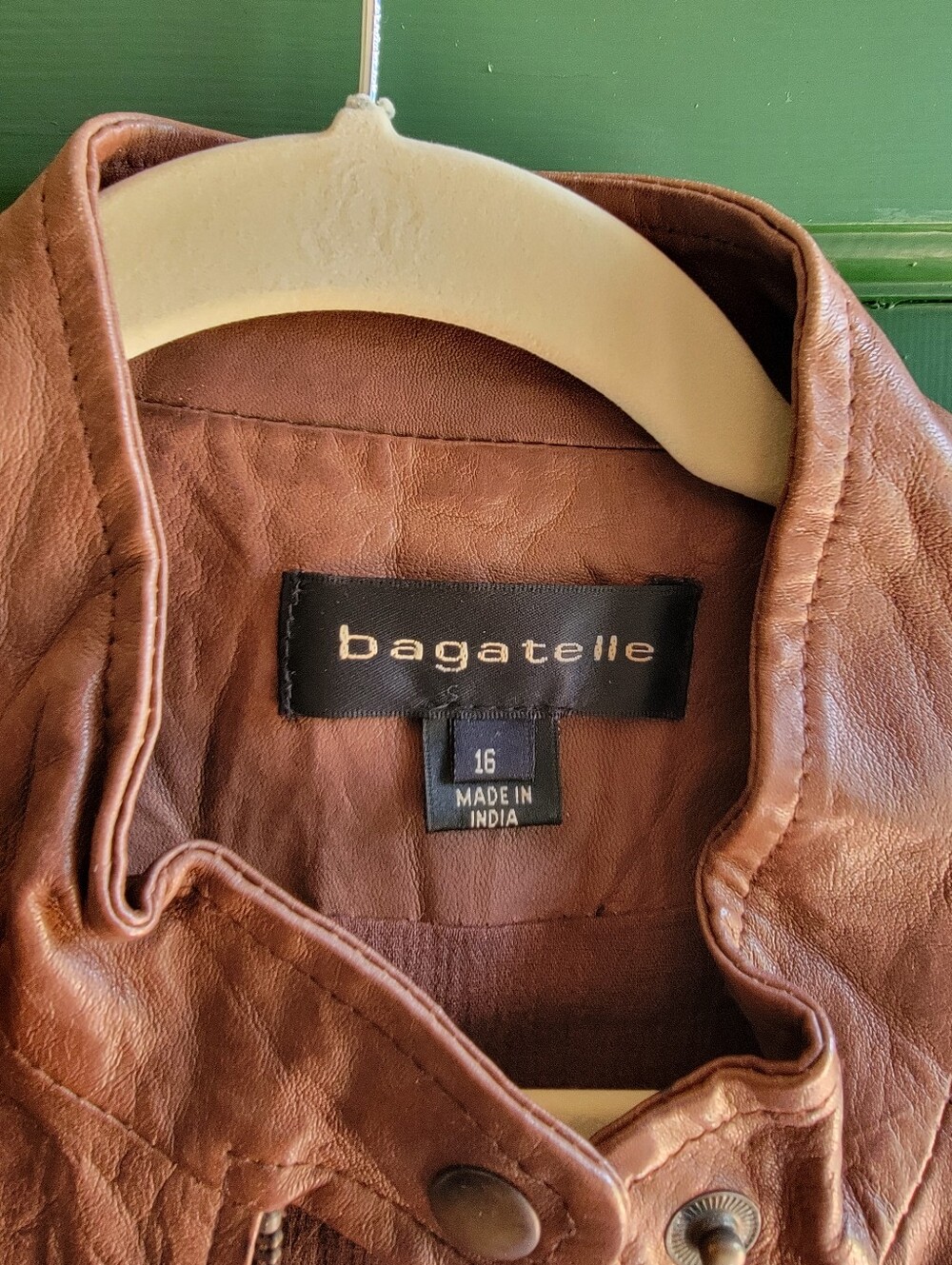 bagatelle Women's Chestnut Brown Leather Zip Jacket - Picture 2 of 5
